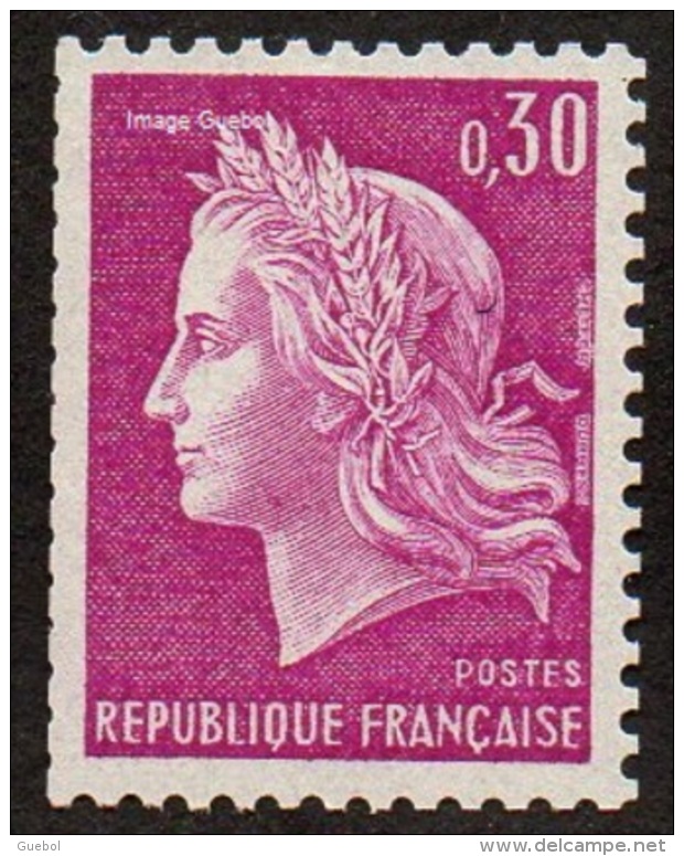 France N° 1536 A ** Marianne De Cheffer - La République Le 0fr30 Lilas Gravé, Roulette, Gomme Tropicale (roulette) - Nuovi
