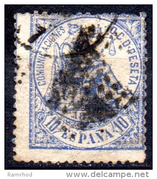 SPAIN 1874  Allegorical Figure Of Justice - 10c. - Blue  FU - Oblitérés