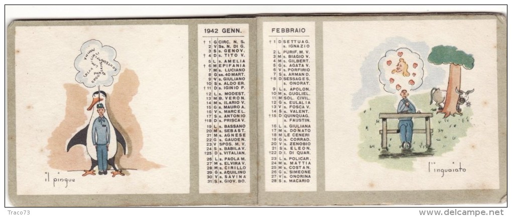 REGIA  ACCADEMIA AERONAUTICA - Calendario 1942 /  Corso " URANO "  _ ID. DI GIO´ - Disegni BALLISTA - Formato Piccolo : ...-1900
