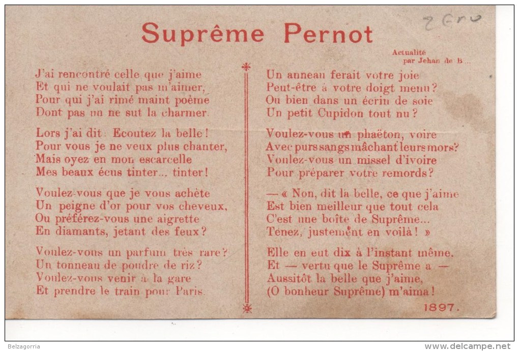 CHROMOS DORE - Imp. G. GERIN FILS, SUPREME PERNOT, ART NOUVEAU, STYLE MUCHA, MAGNIFIQUE - Autres & Non Classés