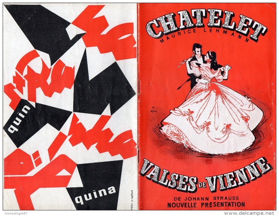 75 - PARIS - BEAU PROGRAMME THEATRE CHATELET- MAURICE LEHMANN-VALSES DE VIENNE -STRAUSS- EPERNAY- RIEDINGER-BROCHARD- - Programmes