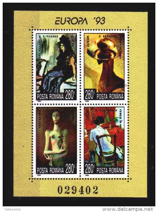 # ROMANIA - 1993 - CEPT EUROPA - Painting Picasso Sheet 4 Stamps MNH     MyRef:X - Ungebraucht