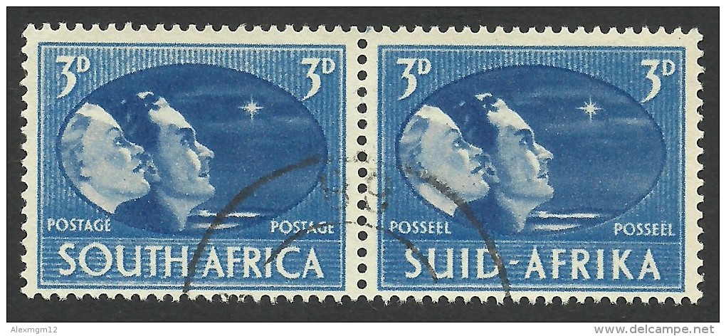 South Africa, 3 P. 1945, Sc # 102, Used Pair - Used Stamps