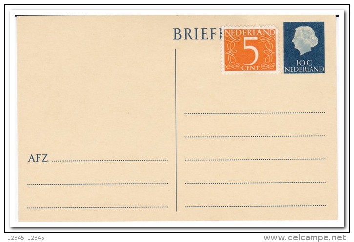 Briefkaart 10ct. Verhoogd Met 5ct. - Postal Stationery