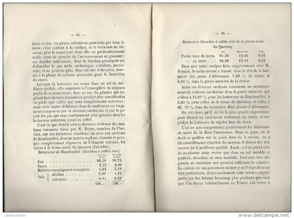 Monographie /Agriculture/Sucrerie Indigéne/ Cultiver Et Récolter Les Betteraves/Midy/Paris/Sai Nt Quentin /1864    MDP36 - 1801-1900