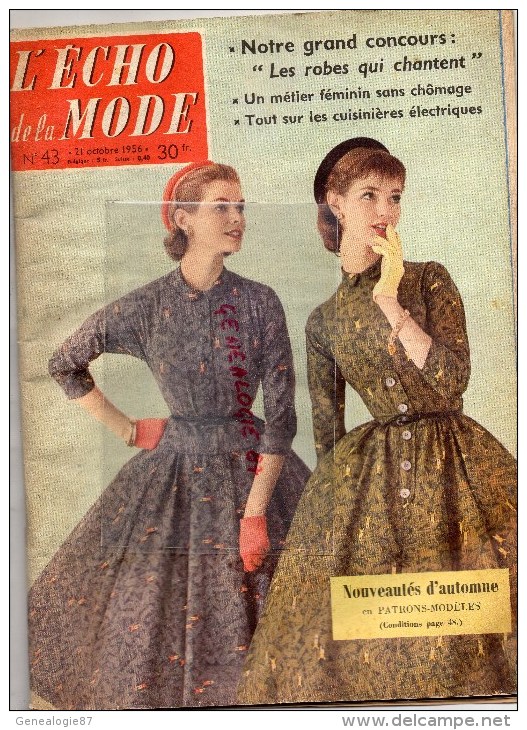 REVUE L' ECHO DE LA MODE N° 43 - 21 OCTOBRE 1956- LE PAON - - Moda