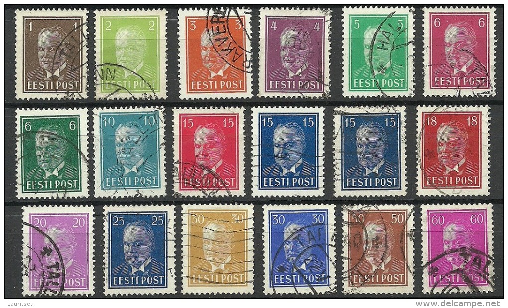 ESTLAND Estonia Estonie 1936-1940 Präsident Päts Kompletter Satz Incl. Mi 158 X & Y !! - Estonie