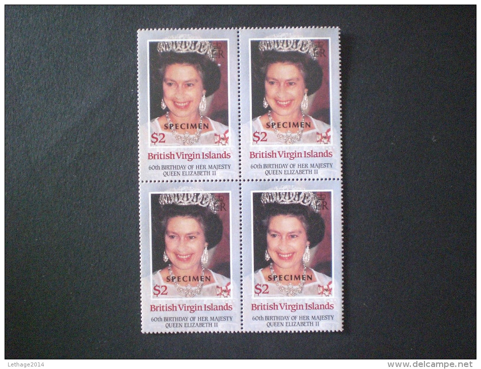 BRITISH VIRGIN ISLAND"SPECIMEN"1986 The 60th An. Of The Birth Of Queen MNH - British Virgin Islands