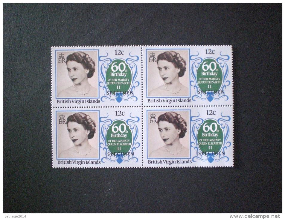 BRITISH VIRGIN ISLAND"SPECIMEN"1986 The 60th An. Of The Birth Of Queen MNH - British Virgin Islands