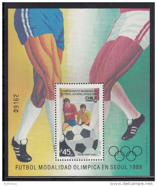 Chile MNH Scott #751 Souvenir Sheet 45p Four Soccer Players - World Youth Soccer Championships - Chili