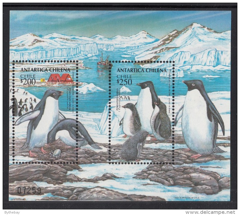 Chile MNH Scott #1081a Souvenir Sheet Of 2 Adelie Penguins - Chilean Antartica - Chili