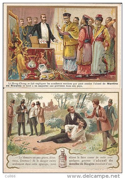 Rare 20 Chromos 1900 Publicité Alcool Mente Ricqlès Ballon Expédition Pôle Nord-Li Hung Chang-Duel-Tacot-Cycle-Co Lonial - Autres & Non Classés