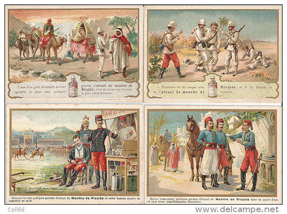 Rare 20 Chromos 1900 Publicité Alcool Mente Ricqlès Ballon Expédition Pôle Nord-Li Hung Chang-Duel-Tacot-Cycle-Co Lonial - Autres & Non Classés