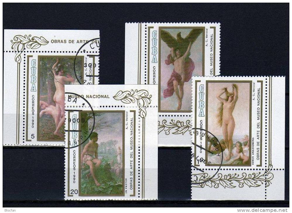 Gemälde 1990 National-Museum Menocal Kuba 3402/5 ER+Block 121 D O 15€ Erotic Blocchi M/s Painting Bloc Art Sheet Bf Cuba - Collections, Lots & Series