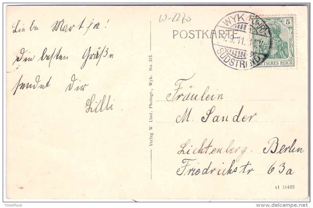 Nordseebad Wyk Auf Föhr Dr. Gmelins Nordsee Sanatorium Haupthaus 7.9.1911 Gelaufen - Föhr