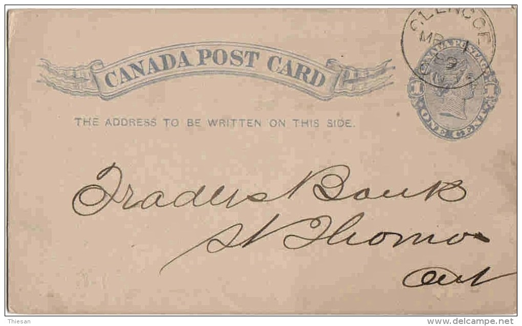 Canada Entier Stationary Ganzache 1889 Lettre Cover Brief Banque Bank Banco - Brieven En Documenten