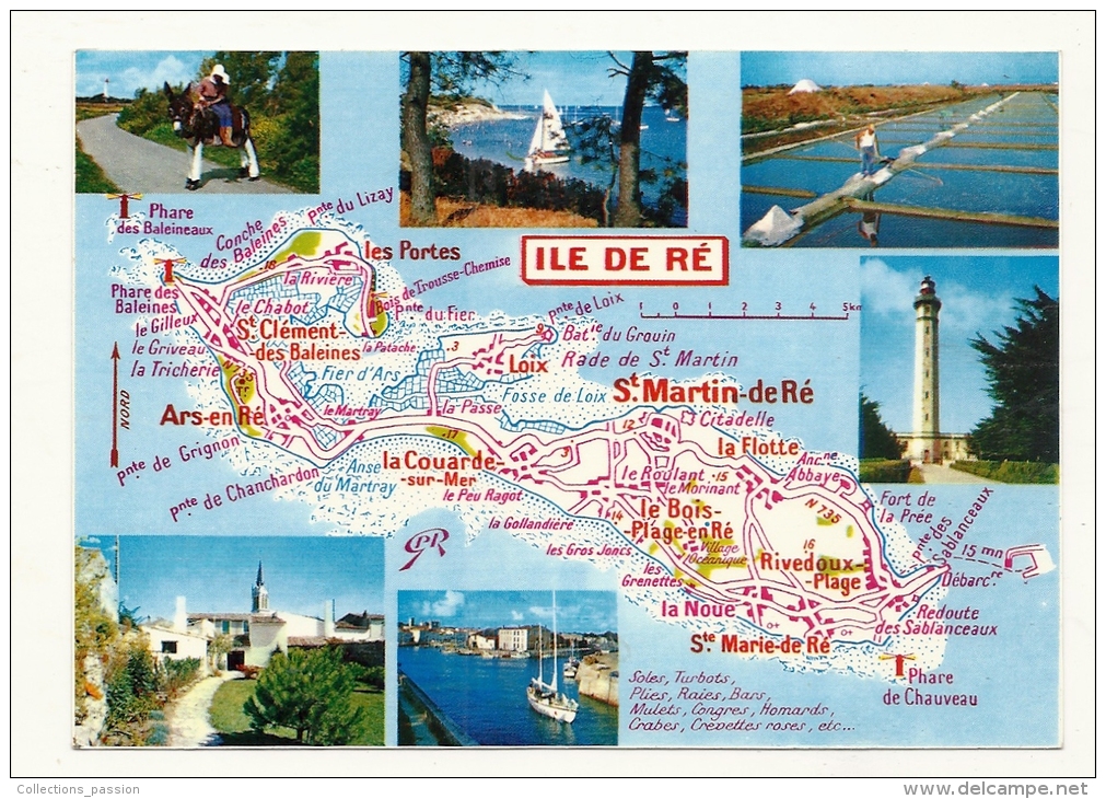 Cp, Carte Géographique, ILe De Ré - Landkarten