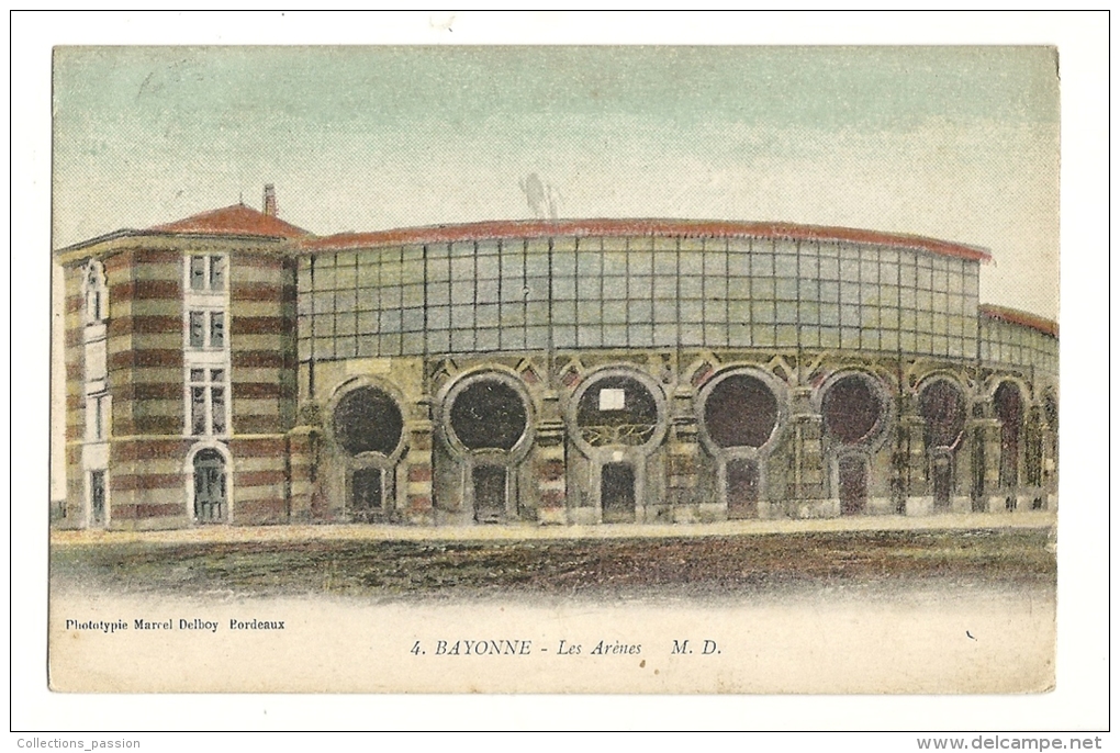 Cp, Corrida, ABayonne (64) - Les Arènes, Voyagée 1923 - Corridas