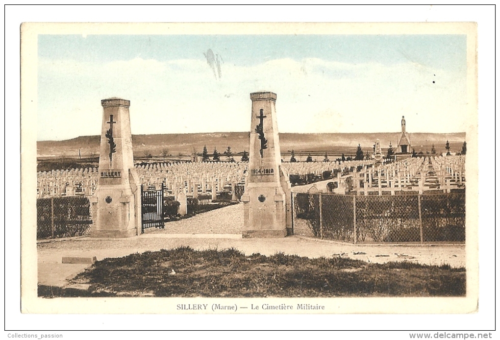 Cp, Militaria, Sillery (MArne) - Le Cimetière Militaire - Cementerios De Los Caídos De Guerra