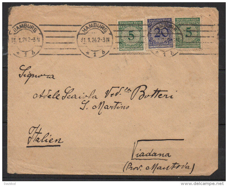 S333.-.GERMANY REICH STAMPS- INFLATION COVER, HAMBURG 31-1-24 TO VIADANA, ARRIVAL CACHET - Briefe U. Dokumente