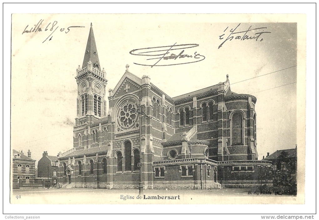 Cp, 59, Lambersart, L'Eglise, écrite 1905 - Lambersart