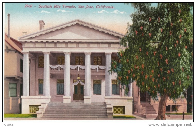 San Jose California, Scottish Rite Temple, C1900s/10s Vintage Postcard - San Jose