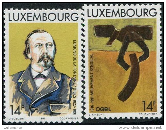 LM0670 Luxembourg 1991 Labour Painting Poet 2v MNH - Neufs