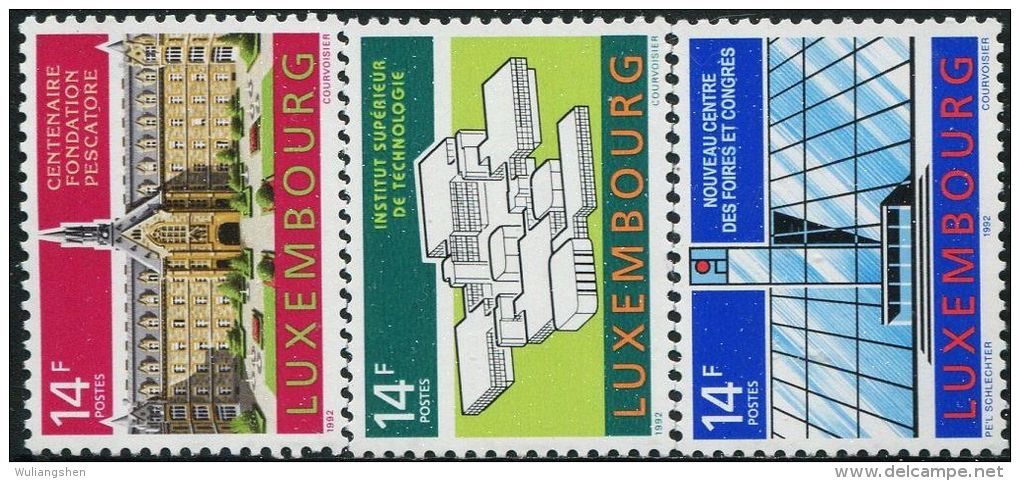 LM0674 Luxembourg 1992 Government Buildings 3v MNH - Nuevos