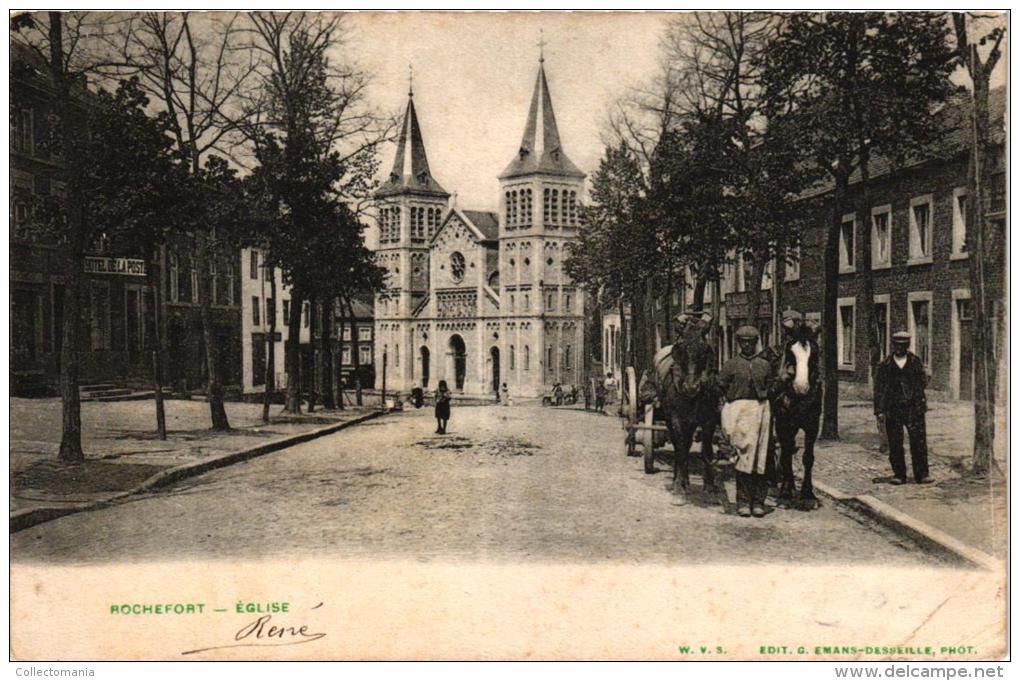 NAMUR  10 CP  Rochefort Gr Hôtel des Roches Eglise 1906 Ch de Beauregard Nels 8 n°218 Hôtel de l'étoile  Diana hôtel