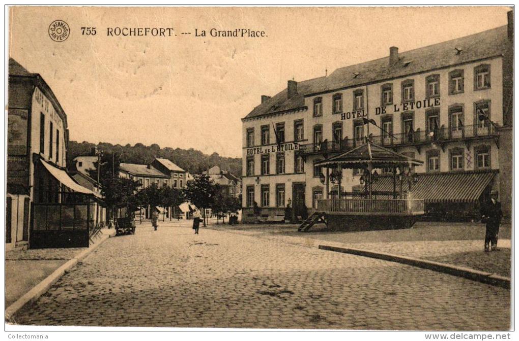 NAMUR  10 CP  Rochefort Gr Hôtel des Roches Eglise 1906 Ch de Beauregard Nels 8 n°218 Hôtel de l'étoile  Diana hôtel