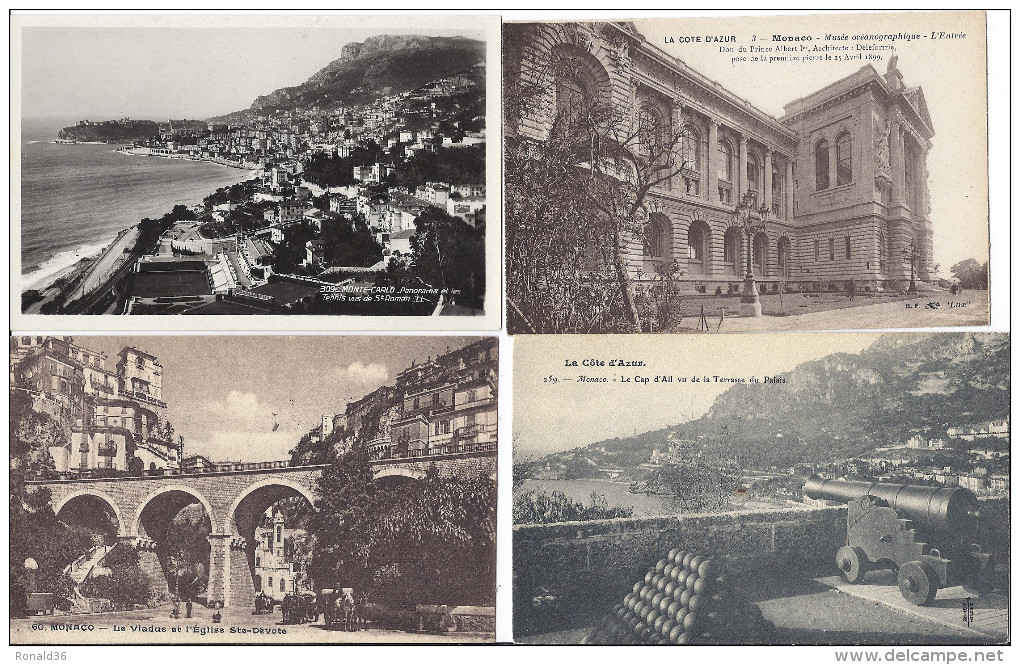 Cp Lot De 12 Cp MONACO MONTE CARLO Hotel Casino Musée Océanographique Port Tennis  Palais Palace Jardin Exotique Rocher - Verzamelingen