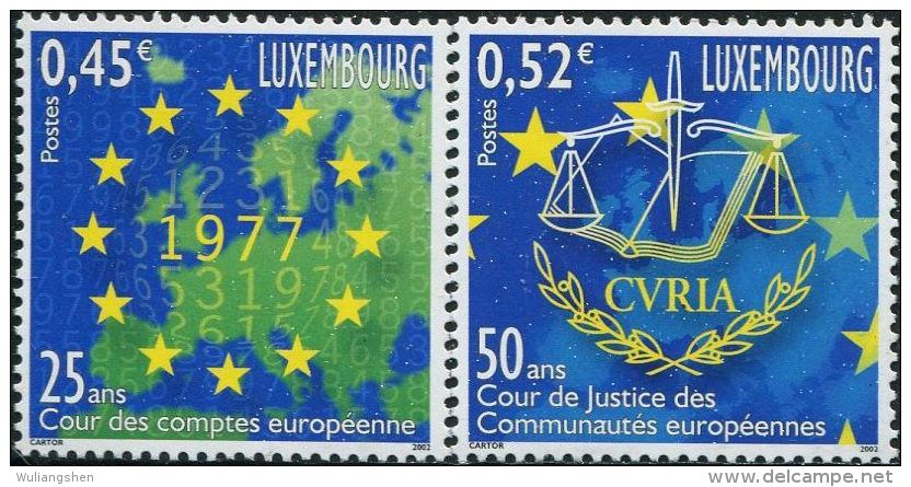 LM0721 Luxembourg 2002 European Parliament Map 2v MNH - Nuevos