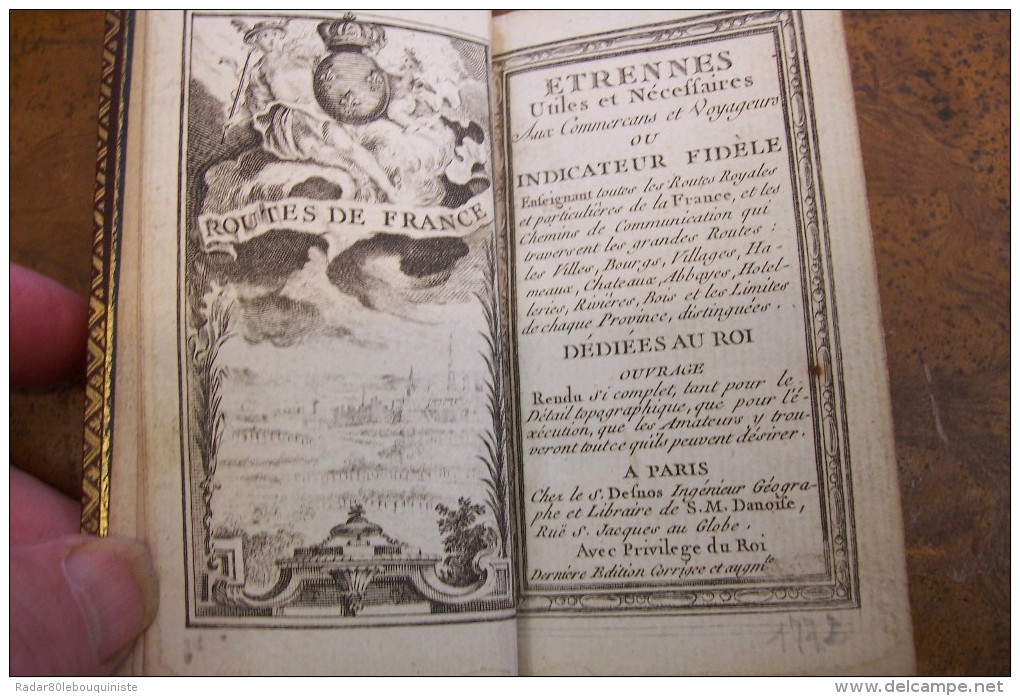 Atlas:Etrennes Utiles Et Nécessaires Aux Commercans Et Voyageurs Ou Indicateur Fidèle.L.C.DESNOS.176 Pp.156 Cartes.1772. - 1701-1800