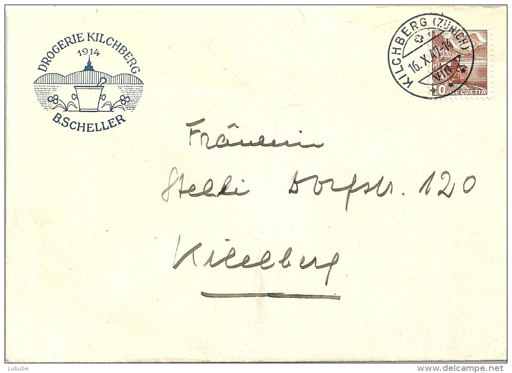 Motiv Brief  "Drogerie Scheller, Kilchberg"              1947 - Lettres & Documents