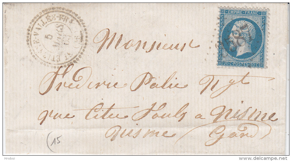 Lozère, SAINT ETIENNE VALLEE FRANCAISE,   Cachet 22 Perlé , Gc 3587,  Lettre Avec Correspondance - 1849-1876: Période Classique