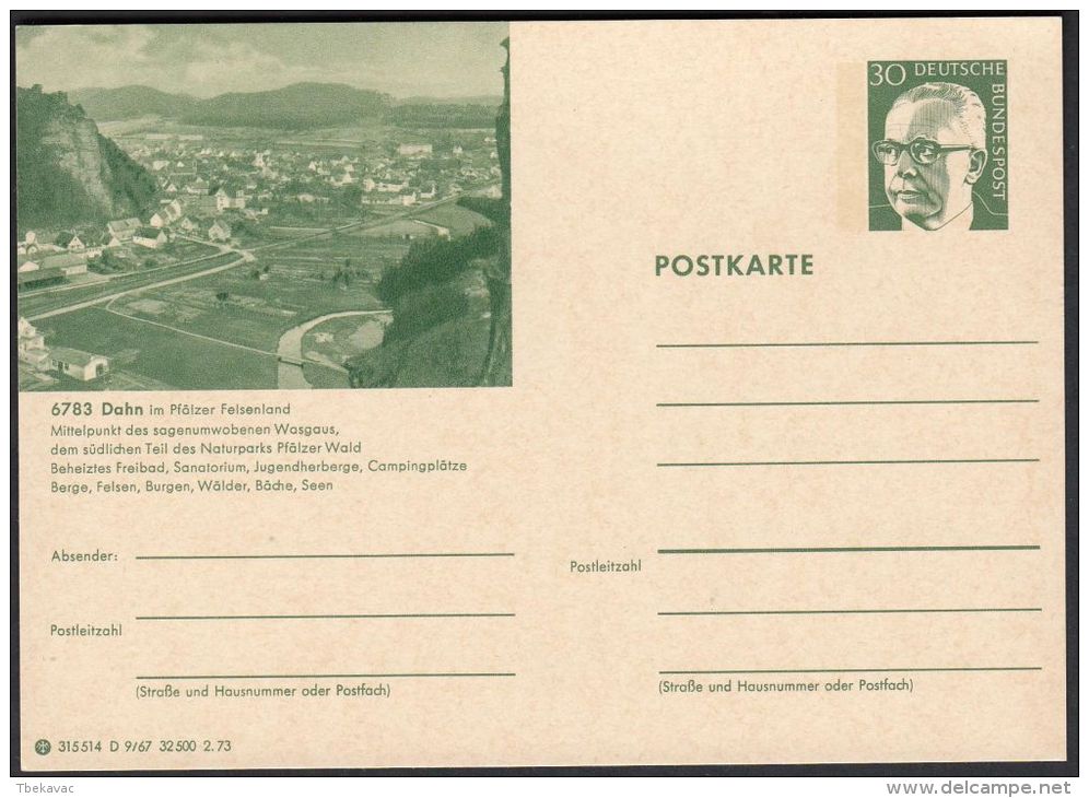 Germany 1973, Illustrated Postal Stationery "Dahn In The Palatinate Rock Country", Ref.bbzg - Illustrated Postcards - Mint