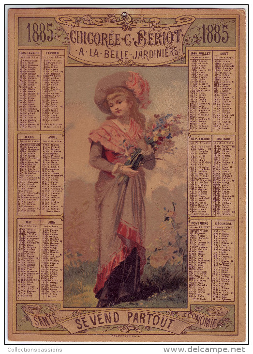 Magnifique Calendrier. Chicorée C.Beriot. A La Belle Jardière. 1885 - - Groot Formaat: ...-1900