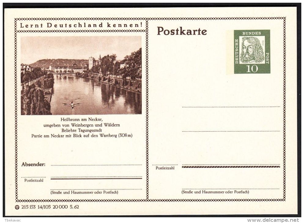 Germany 1962, Illustrated Postal Stationery "Heilbrunn Am Neckar", Ref.bbzg - Cartes Postales Illustrées - Neuves