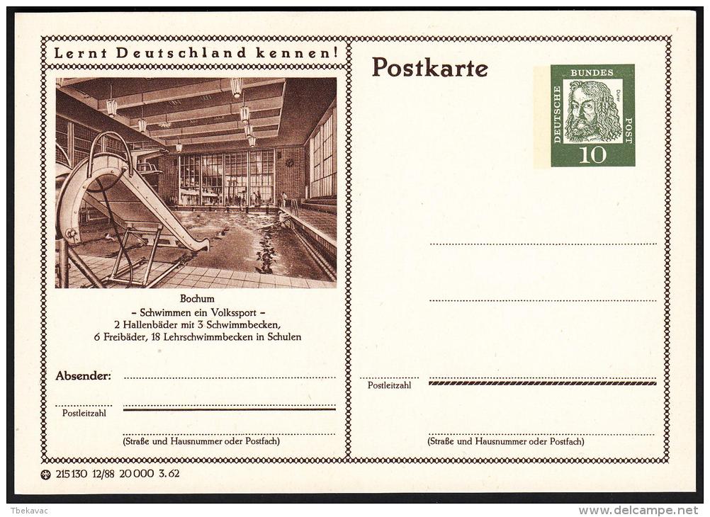 Germany 1962, Illustrated Postal Stationery "Swimming Pool In Bochum", Ref.bbzg - Cartoline Illustrate - Nuovi