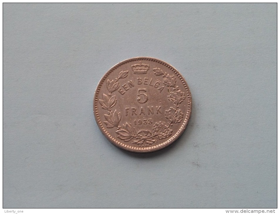 1933 VL / 5 Franc Een Belga - Morin 389 A ( For Grade, Please See Photo ) !! - 5 Francs & 1 Belga