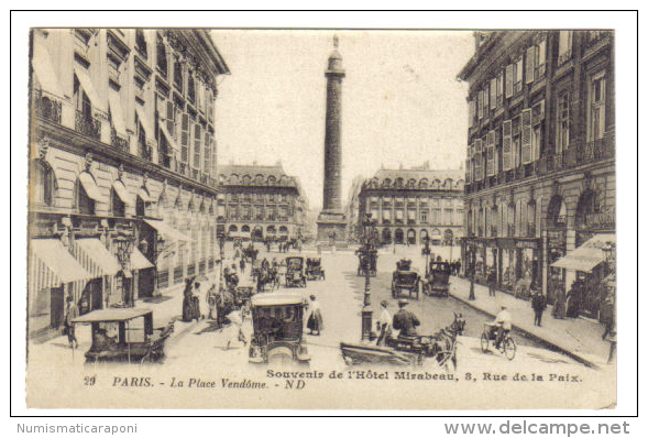 Paris La Place Vendome Souvenir De L'hotel Mirabeau Non Viaggiata C.1776 - Franche-Comté
