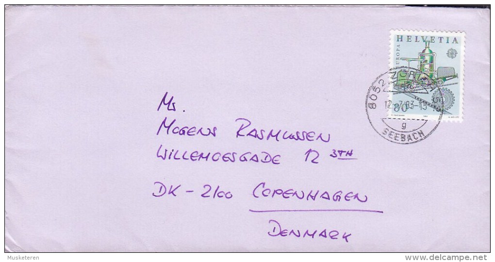 Switzerland ZÜRICH 1983 Cover Lettera To Denmark Europa CEPT Stamp - Cartas & Documentos