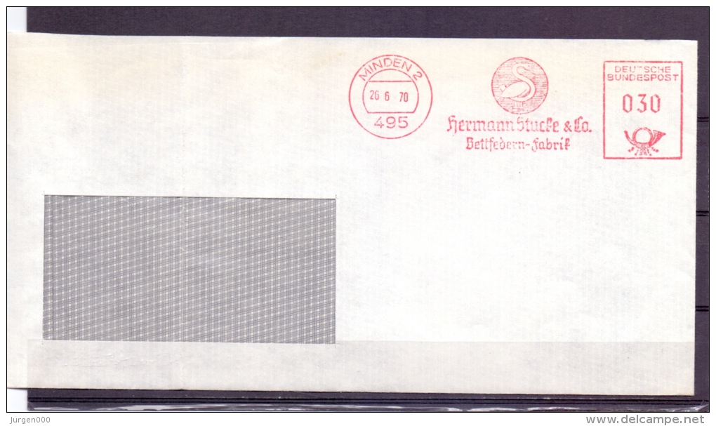 Deutsche Bundespost -  Hermann Stucke Bettfedern Fabrik - Minden 26/6/70    (RM5728) - Cisnes