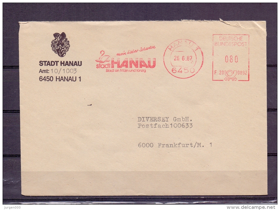 Deutsche Bundespost -  Stadt Hanau - 26/6/87    (RM5729) - Swans