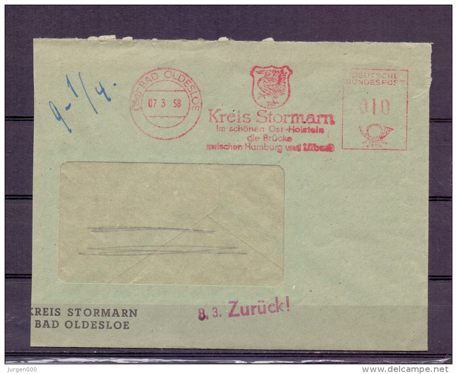 Deutsche Bundespost - Kreis Stormarn -  Bad Oldesloe 7/3/58  (RM5738) - Swans
