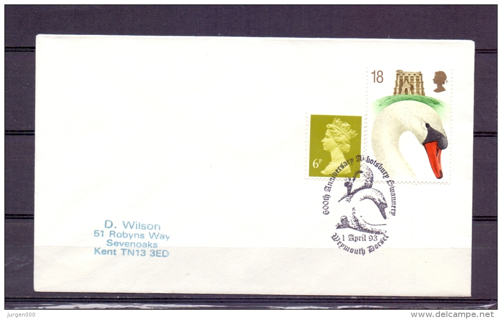 Great Britain  - 600th Anniversary  Abbotsbury Swannery  - Weymouth  1/4/93    (RM5757) - Cygnes