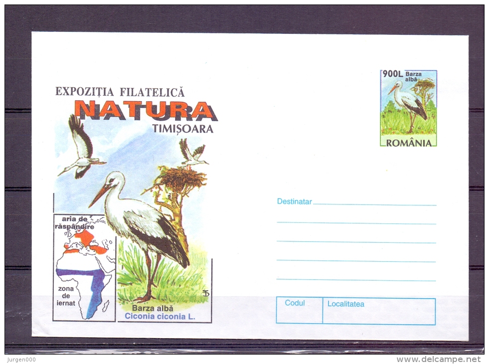 Romania - Barza Alba -  Expozitia Filatelica Natura Timisoara   (RM5843) - Picotenazas & Aves Zancudas
