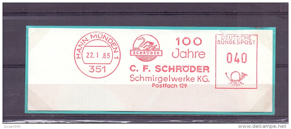 Deutsche Bundespost -  100 Jahre  Schröder Schmirgelwerke - Hann.Münden 22/1/65 (RM5947) - Cygnes