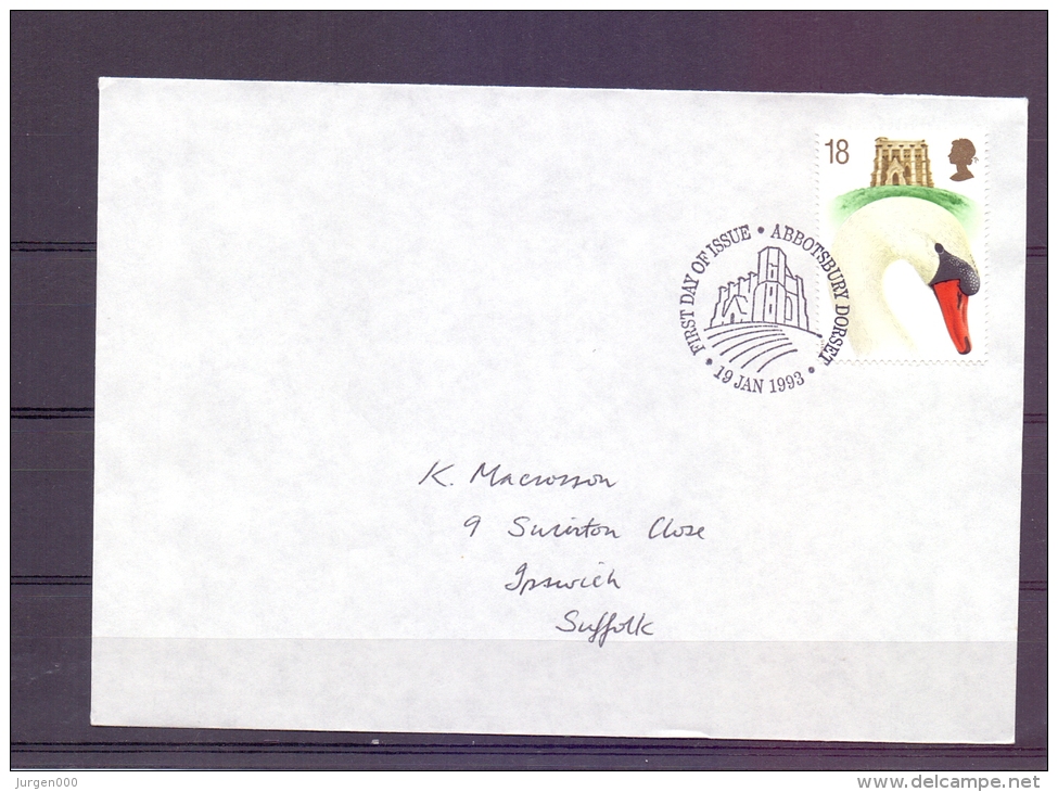 Great Britain -First Day Issue  Abbotsbury Dorset 19/1/93  (RM6304) - Swans