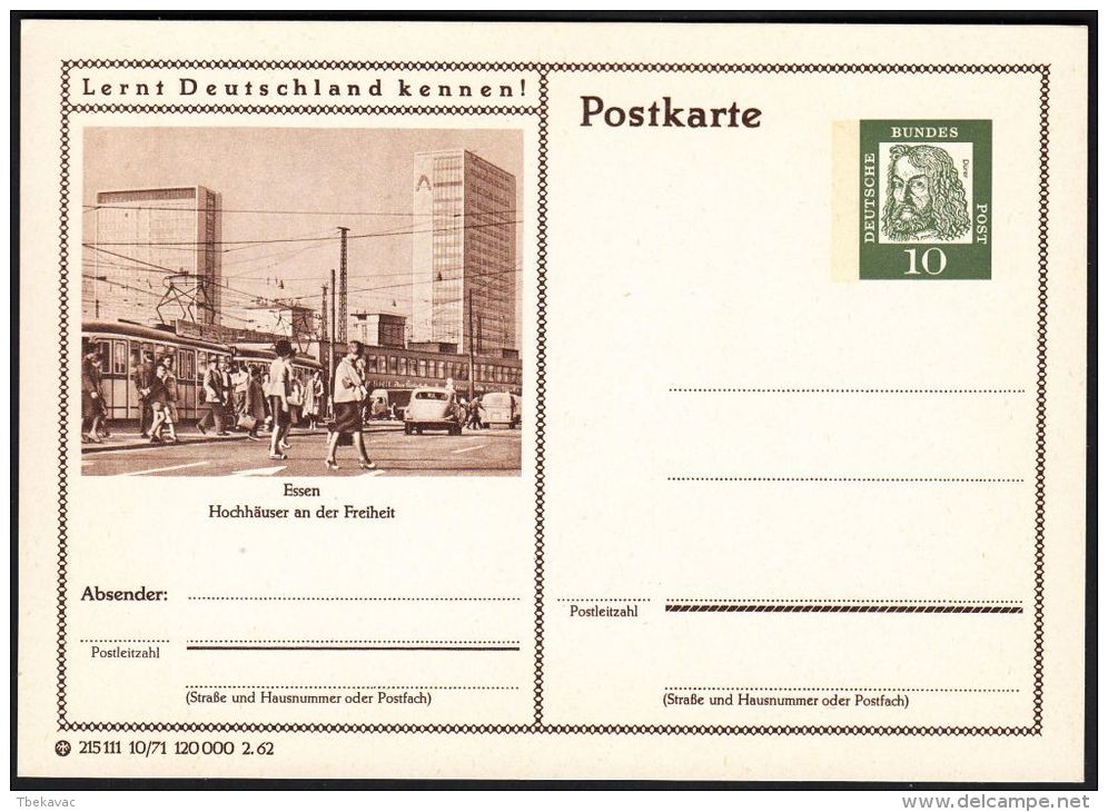 Germany 1962, Illustrated Postal Stationery "Essen", Ref.bbzg - Illustrated Postcards - Mint